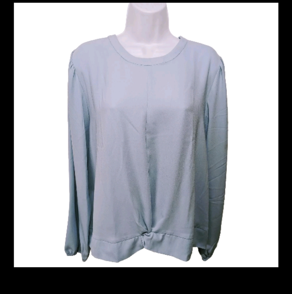 NWT Nine West Long Sleeve Blouse Top XXL 2XL Blue